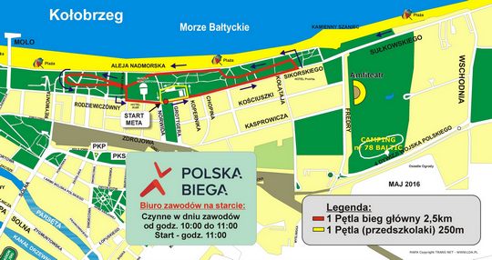 Mapka trasy biegu Polska Biega 21 MAJ 2016