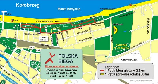 Mapka trasy biegu Polska Biega 03 CZERWCA 2017