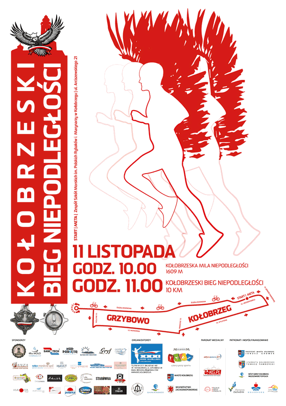 Plakat Bieg Niepodległości Kołobrzeg 2017r